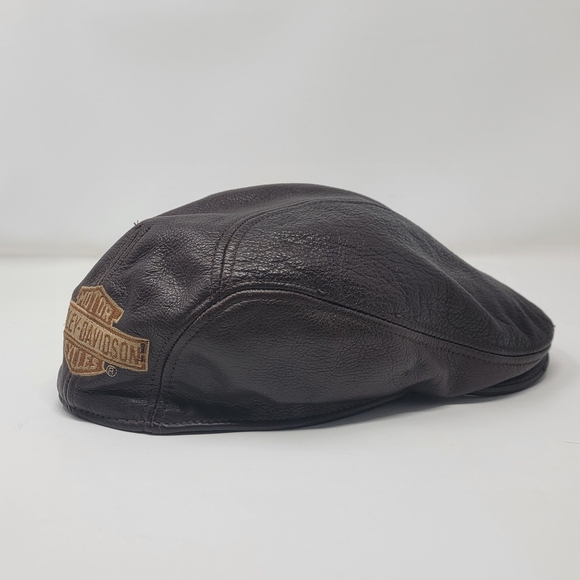 Vintage Harley Davidson Newsboy Cabbie Ivy Cap Brown Genuine Leather Hat S/M - Picture 13 of 14
